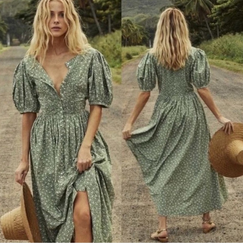 Doen Ashville Floral Dress - Green - Small